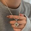 Collar de plata de ley S925 con cuentas de arroz y flores italianas, cadena de clavícula para hombres y mujeres, cadena de alta moda 2023, nuevo