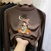 Nueva y moderna capa base térmica de otoño/invierno para niños, cuello alto medio para niñas, top cálido y casual para niños mayores