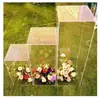 Nueva Columna de Flores de Cristal Transparente Cuadrada para Bodas Guía de Pasillo Guía de Pasillo de Cuatro Vías Accesorios de Boda Juego de Tres Piezas Escenario en T Acrílico