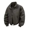 2026 Nueva Chaqueta de Vuelo para Hombre de Color Sólido con Cuello Alto para Otoño/Invierno Transfronteriza, Talla Grande Moda Casual Abrigo para Deportes al Aire Libre