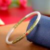 Pulsera Humana de Plata Literaria Retro Tendencia Nacional Plata Pura 999.9 Azul Quemado Redonda Palo Esmalte Antiguo Plata Oro