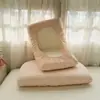Funda de almohada acolchada de algodón puro color sólido, algodón lavado, lavable, transpirable y cómoda para todas las estaciones, adecuada para dormitorios de estudiantes