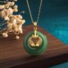 Design Estilo Chinês Pingente Peixe Koi Ouro Antigo com Jade Hetian Imitação Estilo Palaciano Colar Clavícula Moda