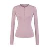Camiseta de Tencel com Botões de Manga Longa para Mulheres 2025 Outono Simples Roupa de Baixo Slim Slim Top com Ombro Direito