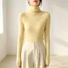 Suéter de Lana de Punto Ajustado de Cuello Alto para Mujer, Capa Base de Punto Ajustada para Otoño e Invierno, Suéter de Cuello de Pelo, Blanco