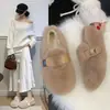 2026 Zapatos de Frijol Zapatos Peludos Zapatos de Algodón para Mujer Estilo Coreano Perezoso Felpa Calentitos con Forro Polar Slip-on Moda de Invierno Ropa de Abrigo
