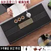 Bandeja de té de piedra negra y dorada, bandeja de té para oficina, mesa de té con juego de té incorporado, juego de té Kung Fu, bandeja de té con sistema de drenaje, juego de té completo