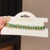 Pulsera de Estilo Palacio de Lujo Ligero con Zirconia y Resina, Diseño de Espiga de Trigo Cosida, Exquisita y Elegante, Moda Retro, Joyería de Gama Alta de Nicho