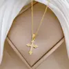 [Acero de Titanio] Collar de Cruz Completo de Diamantes, Estilo de Lujo Ligero, Elegante y Deslumbrante Collar Completo de Diamantes para Mujer, Cadena Versátil para Clavícula, Cadena de Acero de Titanio