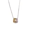 Colar Duplo Anel Cor Contrastante Cravejado com Diamantes Moda Estilo Coreano Simples Corrente de Clavícula Design Único Personalizado Venda por Atacado