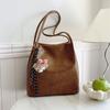 Bolsa vintage de axila feminina 2024, novo estilo coreano, bolsa simples, bolsa de ombro de grande capacidade, cor sólida, tendência, estudante