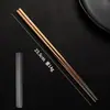 Palillos Cuadrados Medios de Cristal de Hielo de Titanio Puro de 23.5 cm, Palillos Portátiles para Estudiantes, Estuche Portátil de Viaje, Un Palillo por Persona, Antimoho, Antideslizantes