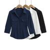 Camisa Elegante de Estilo Francés con Cuello Vuelto, Hombro Regular para Mujer, Diseño Nicho Nuevo de Primavera 2025, Top de Chica Picante Entallado en la Cintura