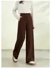 Pantalones de Pierna Ancha Estrechos de Cintura Alta para Mujer, Estilo Primavera 2026, Hechos de Lana Merino y Lyocell, con Tacto Fluido, Versátiles para el Trabajo, Corte Holgado, Pantalones para Mujer Zhengzhou