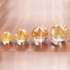Cuentas de Vidrio Transparentes Blancas con Estampado Dorado, Letra Cursiva de Cinco Líneas, Cuentas Sueltas Redondas, Cuentas de Vidrio Estilo Vintage, Accesorios DIY de Imitación de Cristal Blanco, Venta al por Mayor
