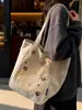 Bolso de Lona Bordado Casual y Lindo de Dibujos Animados 2025 Nuevo para Viajeros Gran Capacidad Color Sólido Retro Bolso de Hombro