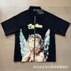 Camiseta Unisex de Marca de Moda Transfronteriza Estilo Americano Mezcla de Ángel High Street Pedrería Vintage Holgada Manga Corta Estampado Integral