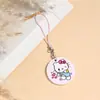 Pendientes de madera estampados de Sanrio, pequeñas piezas cuadradas de madera estampadas con forma de corazón, cordones para teléfono, adornos para bolsos y mochilas.