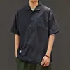 Camisa Polo Retro Japonesa Funcional de Bolsillo Manga Corta para Hombre, Marca de Moda, Corte Holgado con Dobladillo Ajustable, Camiseta de Verano 2026