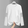 Camiseta deportiva casual para hombre de manga larga con estampado, moderna para adolescentes, adecuada para todas las estaciones, cuello redondo, top básico de manga larga