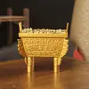 Nuevo adorno de trípode de tesoro de la fortuna color dorado arena, bronce de imitación, trípode de cuatro patas para decoración de escritorio, adorno que atrae la riqueza