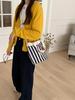 Perro de Dibujos Animados Bolso Cubo Rayado Bolso Cruzado de Hombro Bolso Cubo Bolso para Caminar de Mamá Bolso Portátil para Almuerzo Bolso de Lona Mujer