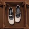 Zapatos Mary Jane de Piel de Cabra Super Suave Primavera 2025 Tacón Bajo Punta Redonda Tacón Bajo con Forma Especial Planos de Cuero Genuino Completo por Dentro y por Fuera para Mujer Tallas Grandes y Pequeñas