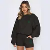 2025 Conjunto Esportivo Americano Feminino Outono Ins Novo Gola Redonda Solta Moletom Estampado Moda Corrida Dois