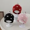 Gorro de lana para bebé de 1 a 3 años, estilo coreano, lindo gorro de punto con oso de dibujos animados, gorro cálido de invierno con protección para las orejas para niñas
