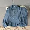 Pijama de luxo estilo coreano novo para homens, fino de manga comprida e calça comprida para primavera e outono, cardigã de abertura frontal, conjunto plus size, roupa de casa