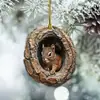 Decorações de Natal de Pequenos Animais Raccoon Transfronteiriças Enfeites para Árvore de Natal Acrílico Impresso Plano 2D Pequenos Enfeites