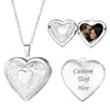Collar con Colgante de Corazón de Acero Inoxidable 316L Europeo y Americano Transfronterizo, Caja para Fotos con Grabado, Se Abre para Guardar Fotos, Colgante de Corazón para Regalo