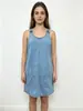 Vestido Jeans Lavado Estilo Europeu e Americano para Comércio Exterior, Novo Vestido Jeans Reto Sem Mangas com Bolsos Casual para Férias de Verão