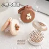 Pente Pequeno Fofo, Mini Pente Portátil com Almofada de Ar para Crianças e Meninas, Pente Dobrável com Bolsa de Ar, Pente de Massagem e Espelho Integrados