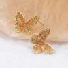 [Mariposa de Champagne] aretes de mariposa de diamante con degradado de Champagne de otoño clip para oreja de espiral de mosquito sin dolor sin perforar las orejas