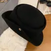 Chapéu Fedora Vintage de Tricô com Aba Enrolada para Mulheres, Estilo Literário Outono e Inverno, Chapéu de Pescador de Aba Larga, Touca de Lã Afina o Rosto
