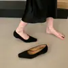 Zapatos Individuales Cuadrados Elegantes Retro Simples de Tacón Bajo Poco Profundos para Mujer, Nuevos de Primavera y Otoño 2026, Ante, Planos para el Trabajo, Zapatos de Mujer