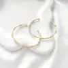 Pulseira DIY Feita à Mão com Pérolas Adesivas, Ouro 14K Preenchido com Preservação de Cor, Enrolada à Mão, Nó de Bambu Inserido com Zircônia, Pulseira Aberta