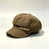 Gorra de pintor de moda y versátil estilo coreano para mujer, gorra retro japonesa tipo pico de pato, gorra de vendedor de periódicos y boina estilo británico