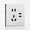 Interruptor de enchufe de vidrio templado con sensación de piel blanca, panel de cinco orificios esmerilado oculto para el hogar, interruptor de enchufe 86, venta al por mayor