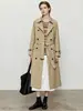 Trench coat clássico britânico de alta costura para mulheres, com lapela larga e abotoamento duplo, novo casaco longo elegante de outono para mulheres