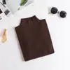 Suéter de punto de cuello medio para primavera, camisa base de manga larga para mujer, todo para combinar, ajuste ceñido, tejido simple ajustado, top interior