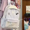Mochila de estudiante de primaria con diseño de conejo de lunares estilo caricatura, fresca de verano azul lechoso sal marina linda para niña compras linda mochilita