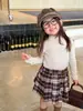 Ropa acolchada de algodón con forma de pera para niños, prenda interior base para niña, ropa de invierno, cuello alto medio con volantes, top para niños, ropa para bebé niña Clase A
