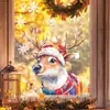 Adhesivos navideños transfronterizos con varios diseños de renos navideños y copos de nieve, adecuados para decorar ventanas, puertas de cristal y hogares; Calcomanías de ventana electrostáticas