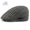 Boina de Lana Estilo Británico Retro para Mujer, Gorro de Punto para Otoño e Invierno, Gorra con Visera Cálida Forrada de Polar, Gorra Casual Adelantada para Hombre