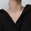 Colar Feminino Nalan de Prata S925 Estilo Coreano Fresco Leve Pérola Estilo Simples Camada Dupla Coração de Menina Corrente de Clavícula D7042