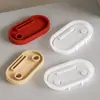 Molde para Bandeja de Velas Listrada Oval para Decoração DIY Velas de Gesso Decorativas de Natal Suporte de Exibição Molde de Silicone
