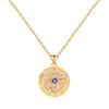 Collar con colgante de ojo de oro auténtico bañado en cobre, estilo retro, estilo literario y artístico británico transfronterizo, cadena de clavícula sencilla y ligera de lujo para mujer.
