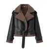 Comércio Exterior Transfronteiriço Spot 2025 Estilo Europeu e Americano Feminino Outono e Inverno Nova Moda Retro Street Jaqueta Peça Única de Pele